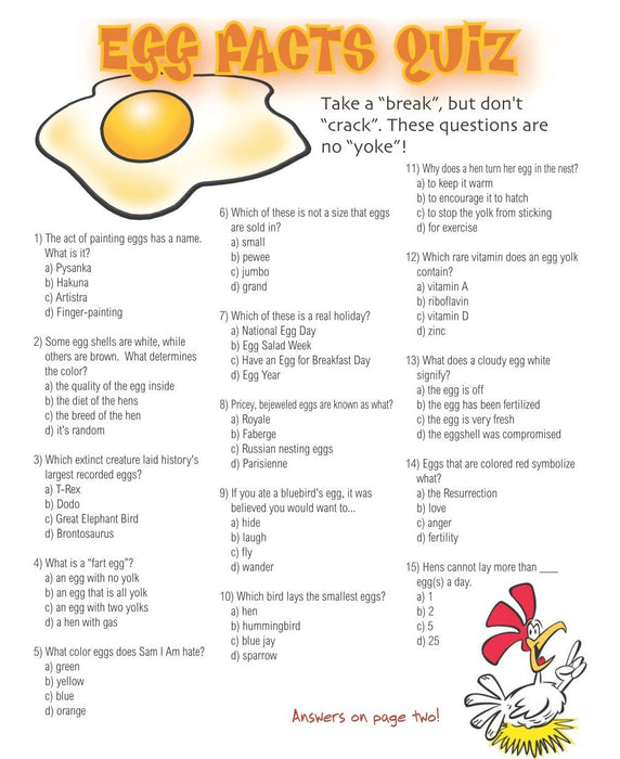 Easter Egg Facts Trivia Party Game