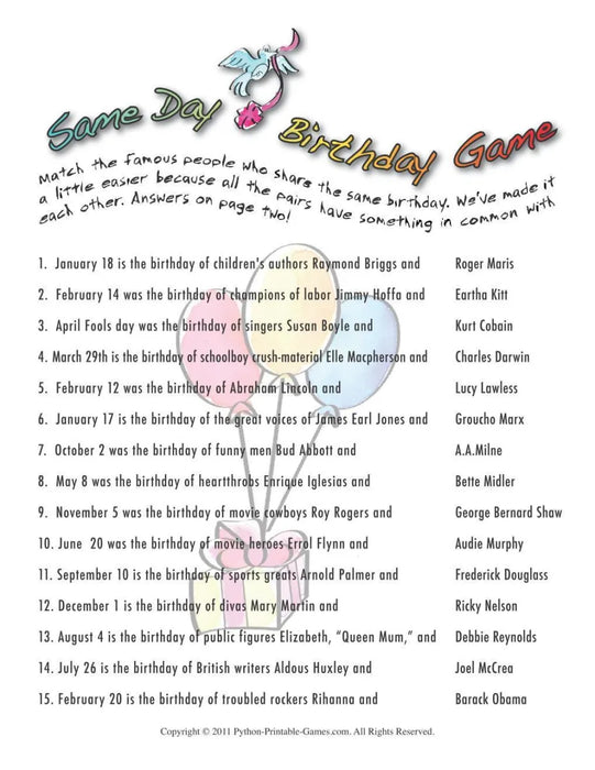 All Birthday Games
