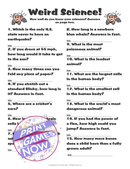 Pop Culture Games: Weird Science Trivia