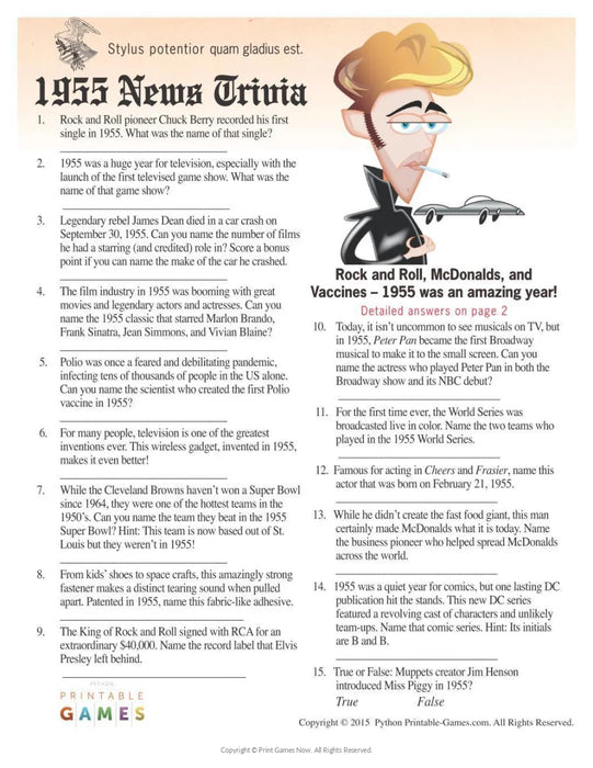 1955 Birthday pack + FREE Party Games