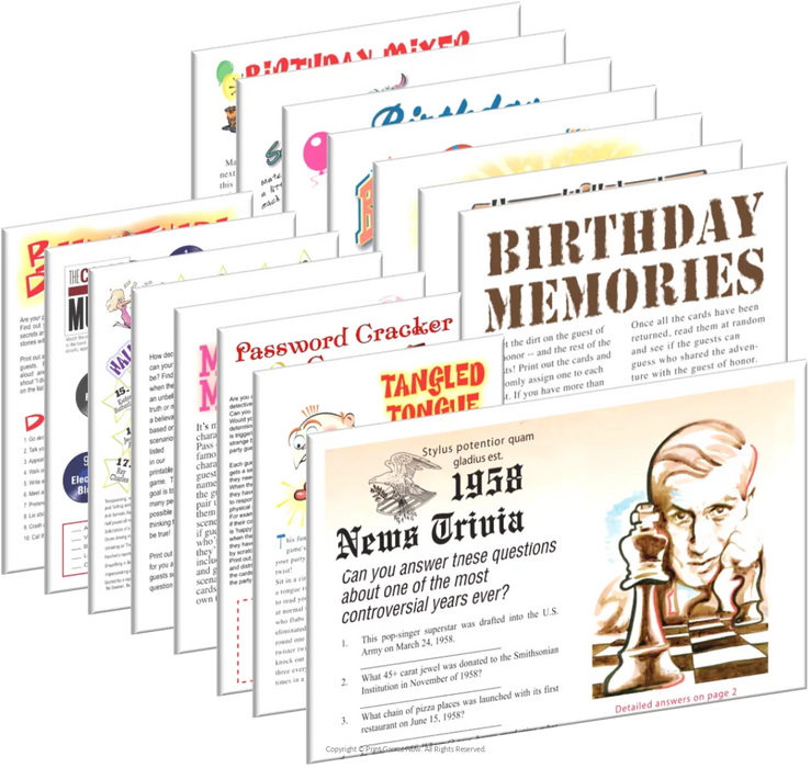 1958 Birthday pack + FREE Party Games