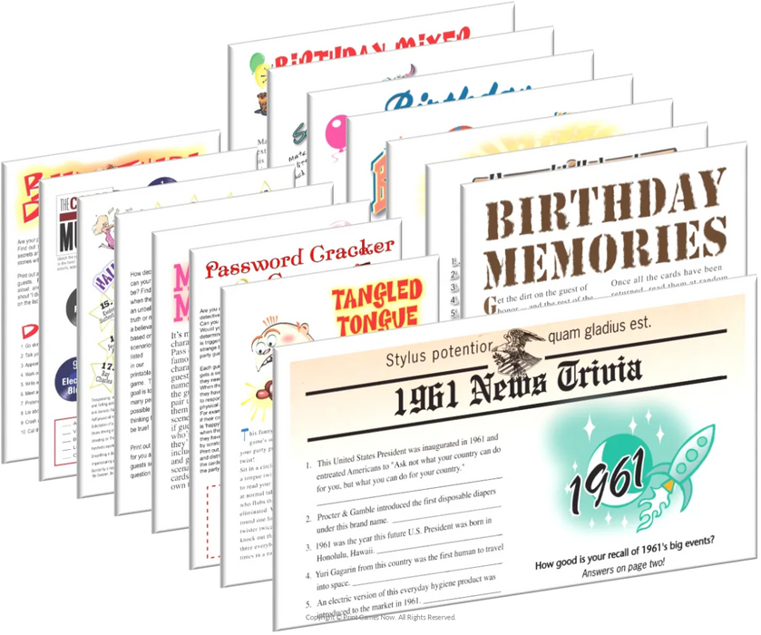 1961 Birthday pack + FREE Party Games