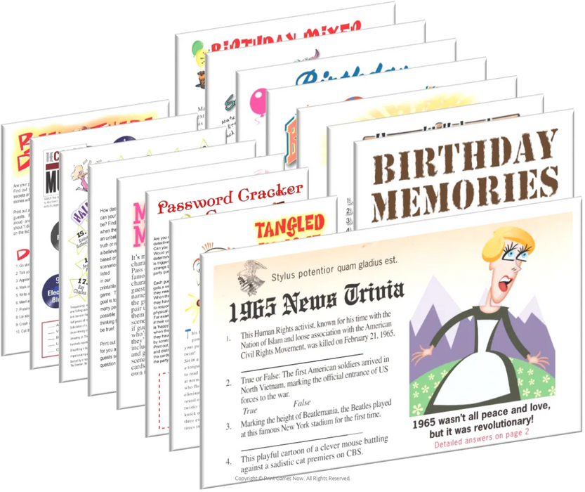 1965 Birthday pack + FREE Party Games