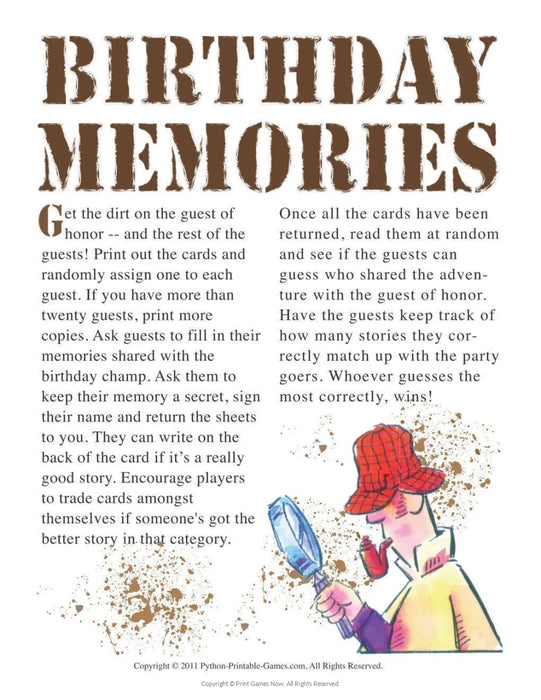 1968 Birthday pack + FREE Party Games