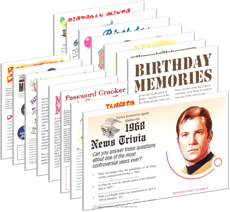 1968 Birthday pack + FREE Party Games