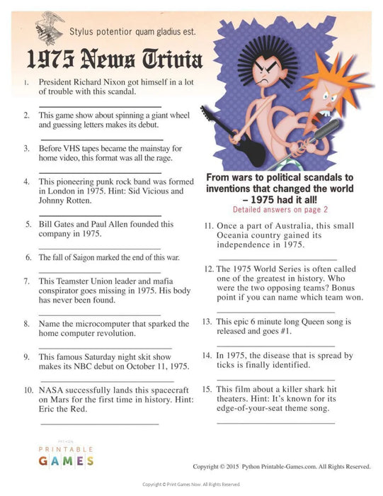 1975 Birthday pack + FREE Party Games