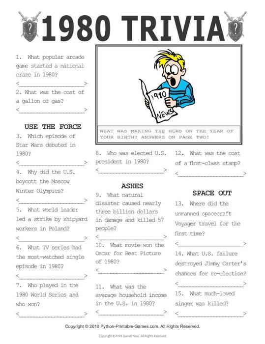 1980 Birthday pack + FREE Party Games