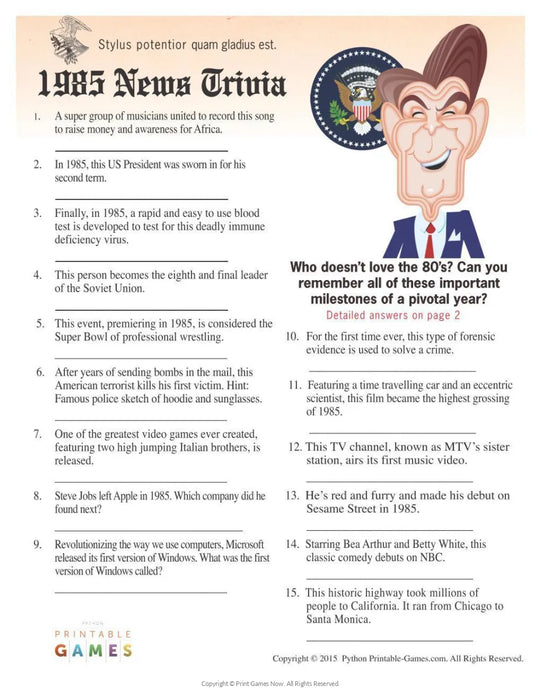 1985 Birthday pack + FREE Party Games