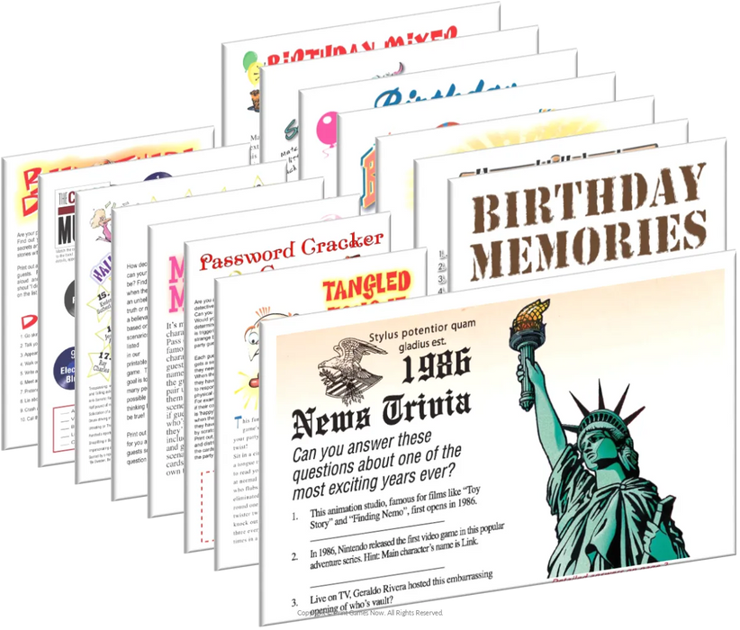 1986 Birthday pack + FREE Party Games