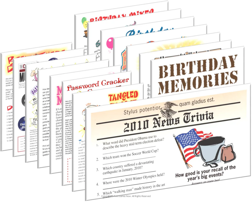2010 Birthday pack + FREE Party Games