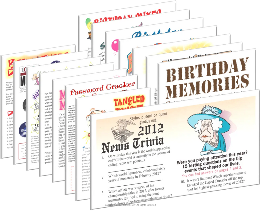 2012 Birthday pack + FREE Party Games