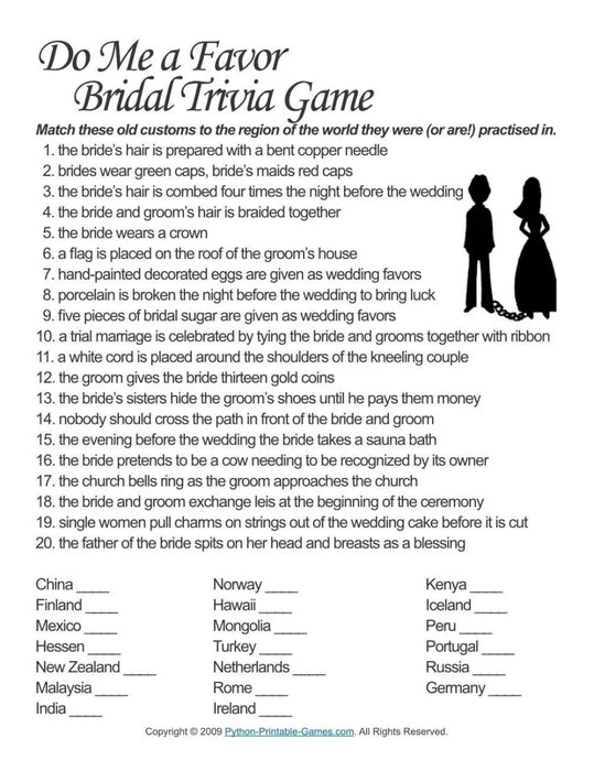 All Wedding related Games + FREE Party Games