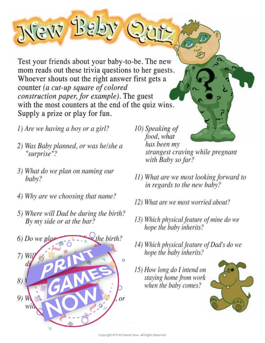 Baby Shower: Quiz