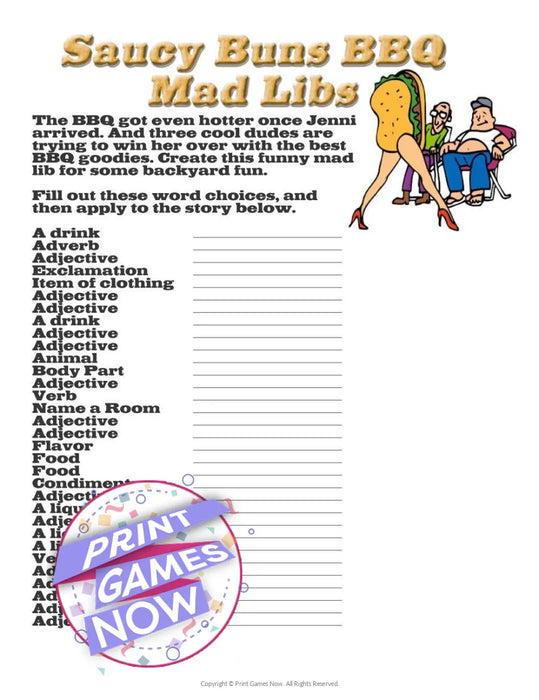 BBQ Games: Saucy Buns BBQ Madlibs