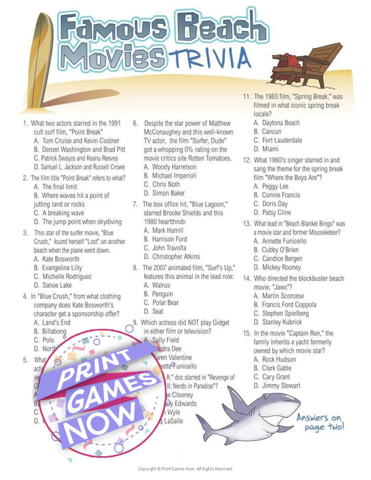Beach Games: Famous Beach Movies Trivia