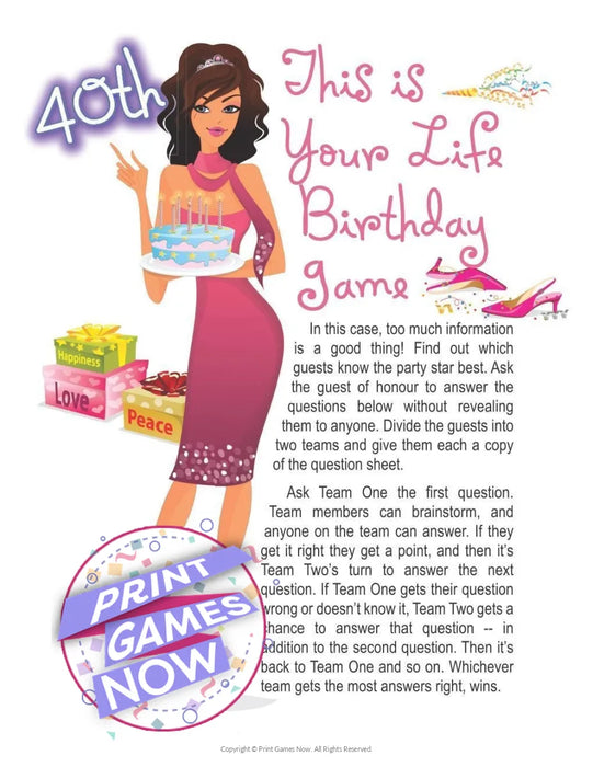 Birthday Party: 40 Years Old - This Is Your Life