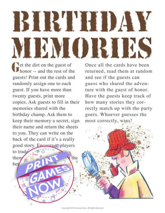 Birthday Party: Memories