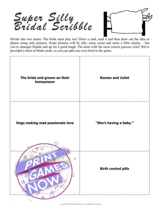 Bridal Shower: Super Silly Bridal Scribble
