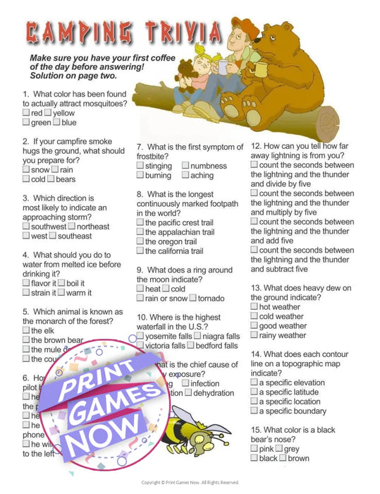 Camping Games: Camping Trivia