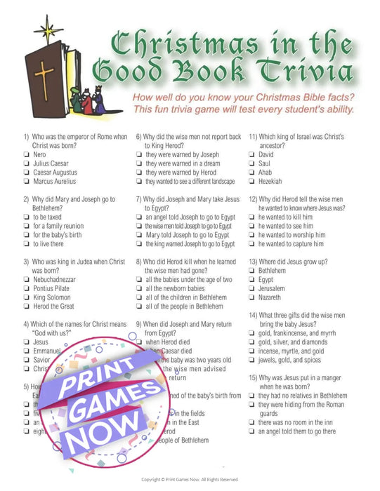 Christmas: Christmas Bible Trivia Game