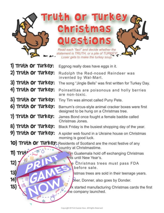 Christmas: Truth or Turkey? Trivia