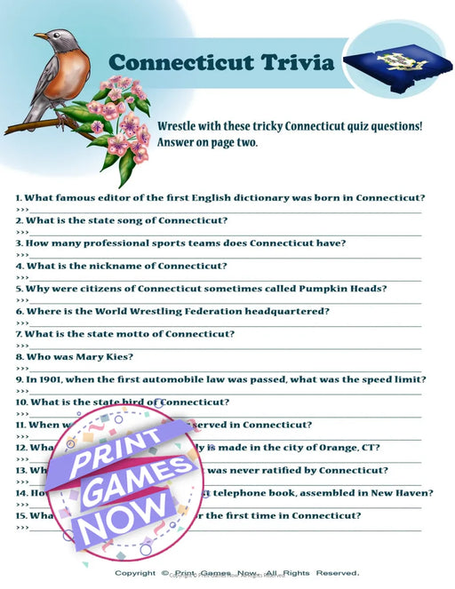 American Games: Conneticut Trivia