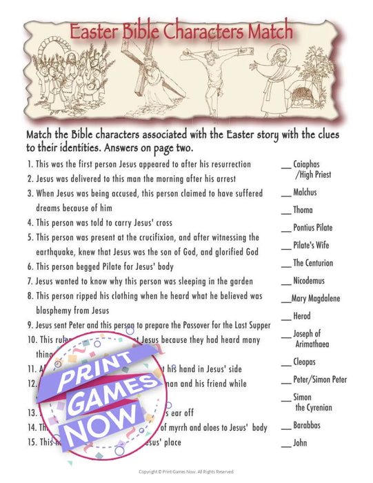 Easter: Bible Characters Match