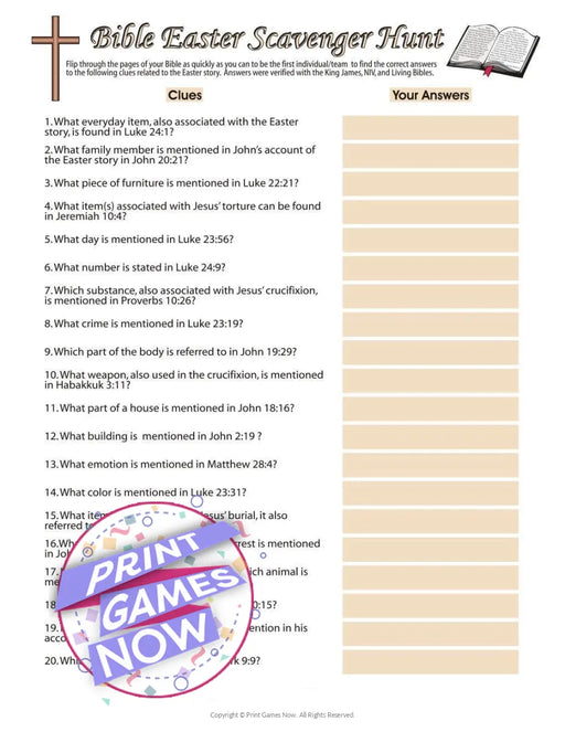 Easter: Bible Scavenger Hunt