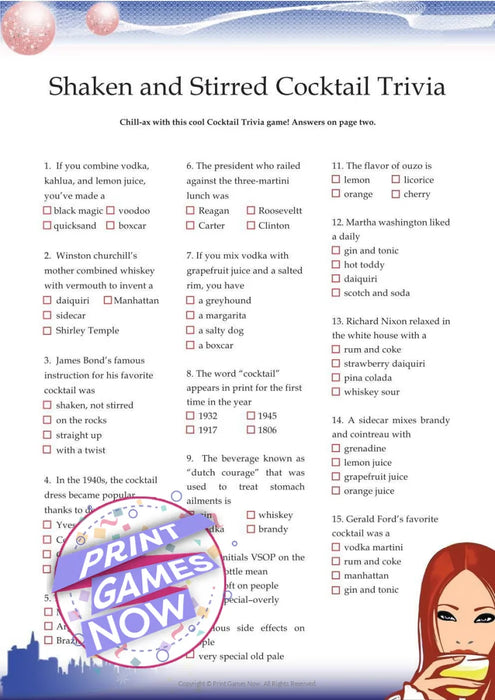 Foods & Drinks Games: Cocktail Trivia