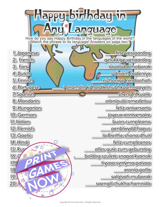 Birthday Party: Happy Birthday In Any Language