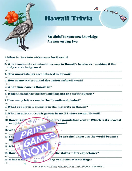 American Games: Hawaii Trivia