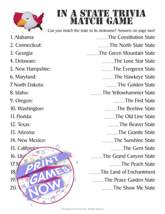 Independence Day: State Nicknames Trivia