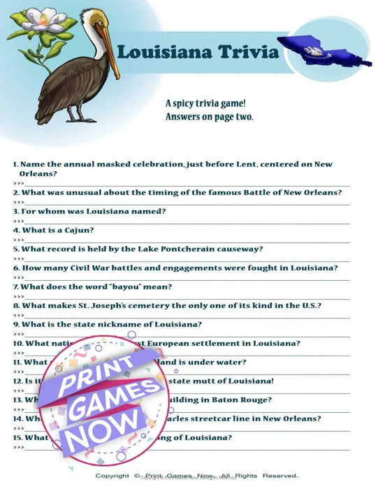 American Games: Lousiana Trivia