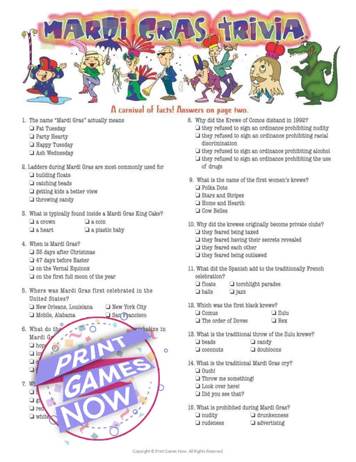 Mardi Gras: Trivia