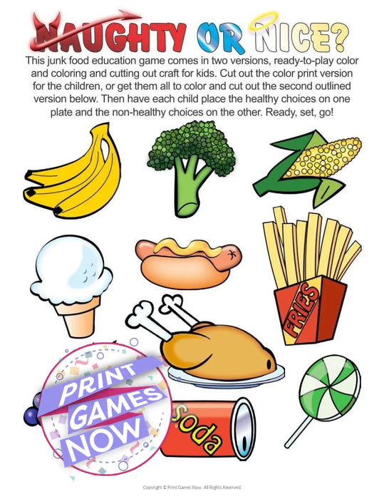 Naughty Or Nice? Food Game For Kids