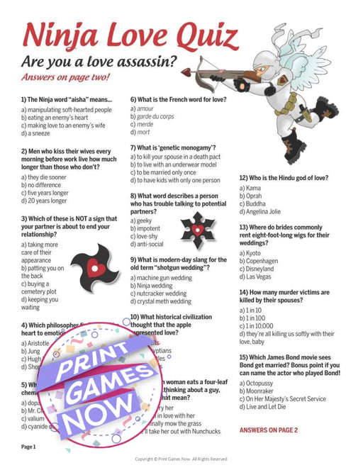 Games for Lovers: Ninja Love Quiz