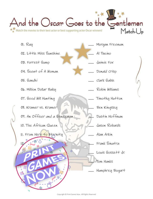 Pop Culture Games: Best Actor Oscar Winners Trivia