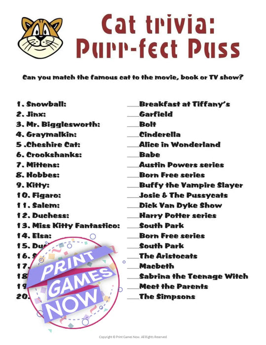 Pop Culture Games: Cat Trivia