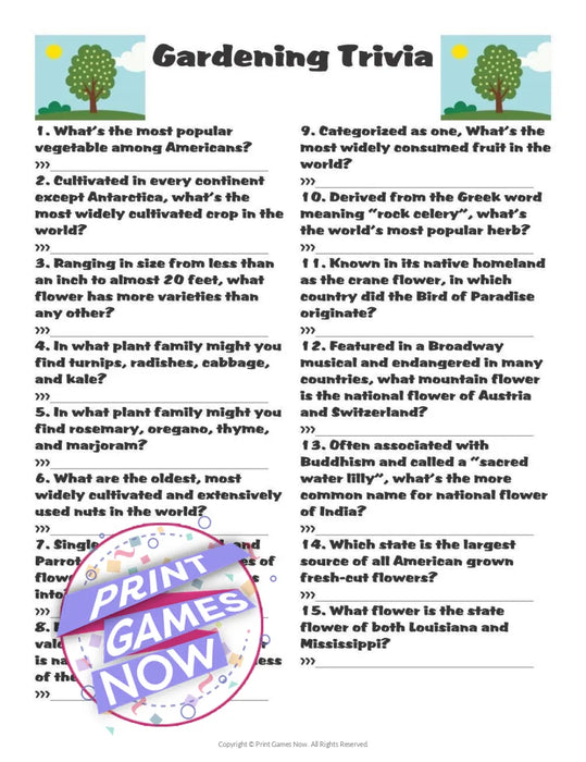 Pop Culture Games: Gardening Trivia