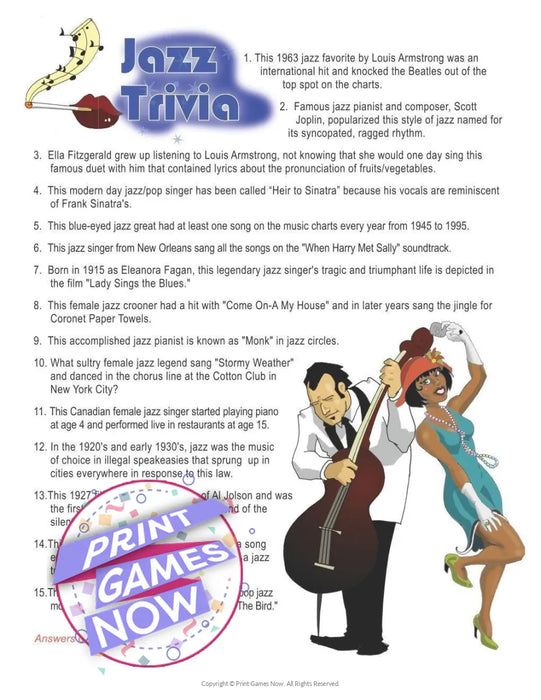Pop Culture Games: History of Jazz Trivia