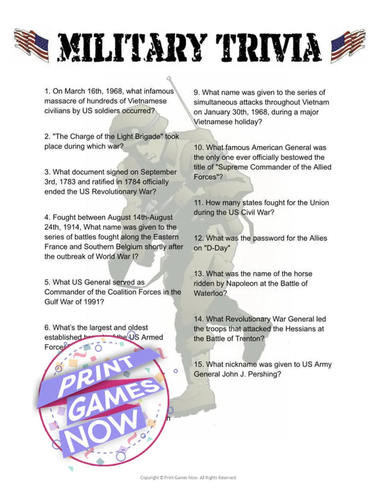 Pop Culture Games: Military History Trivia