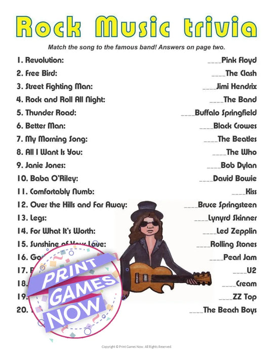 Pop Culture Games: Rock Music Trivia