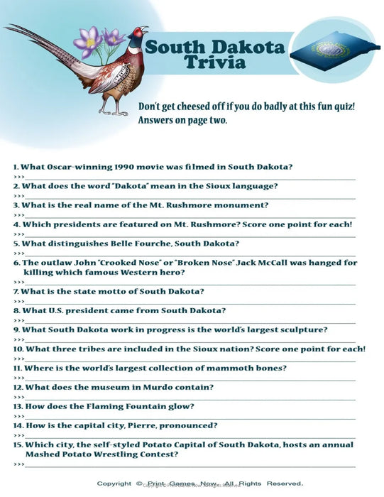American Games: South Dakota Trivia
