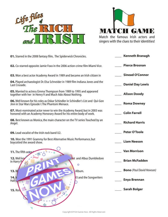 St Patrick's Day: Irish Celebrity Trivia