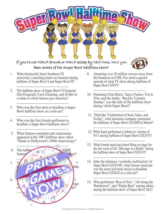 Super Bowl: Halftime Show Trivia