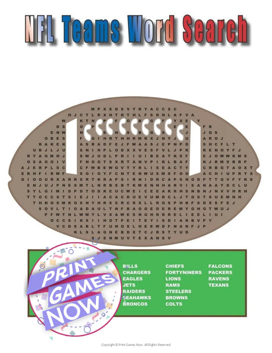 Super Bowl: NFL Teams Word Search