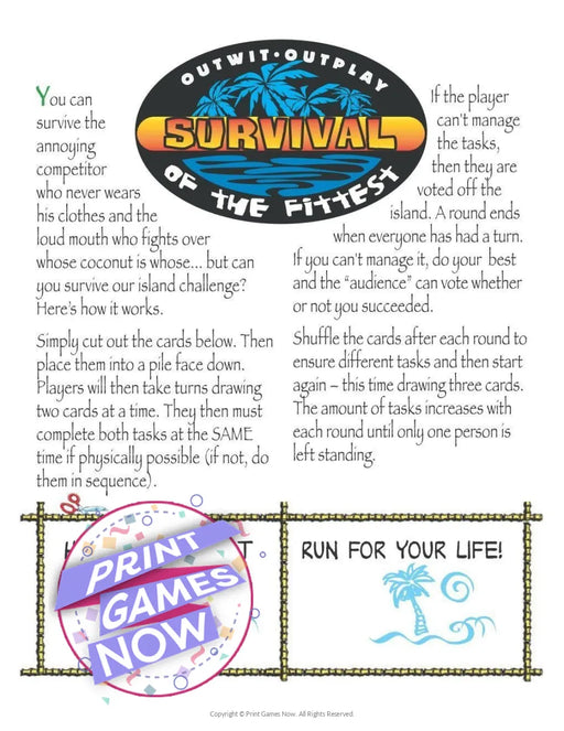 Survival of the Fittest Party Game
