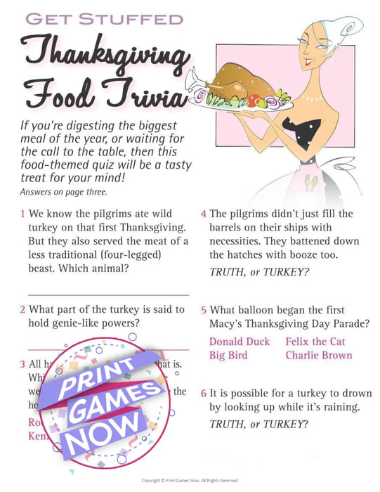 Thanksgiving: Food Trivia