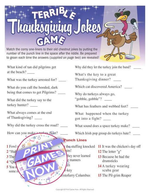 Thanksgiving: Terrible Jokes Game