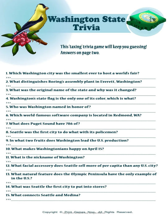 American Games: Washington State Trivia